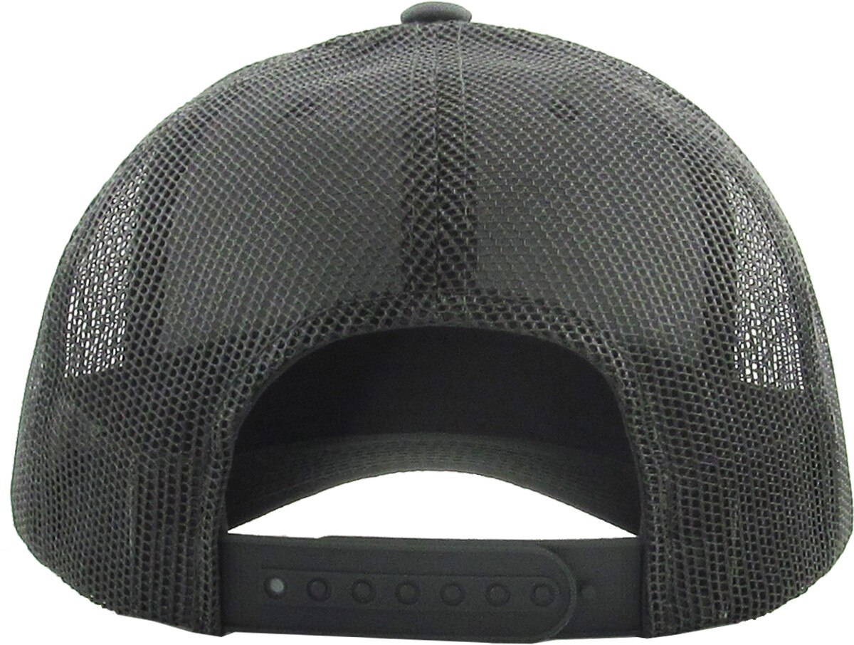 Dark Gray Classic 6 Panel Trucker Mesh Snapback Back View